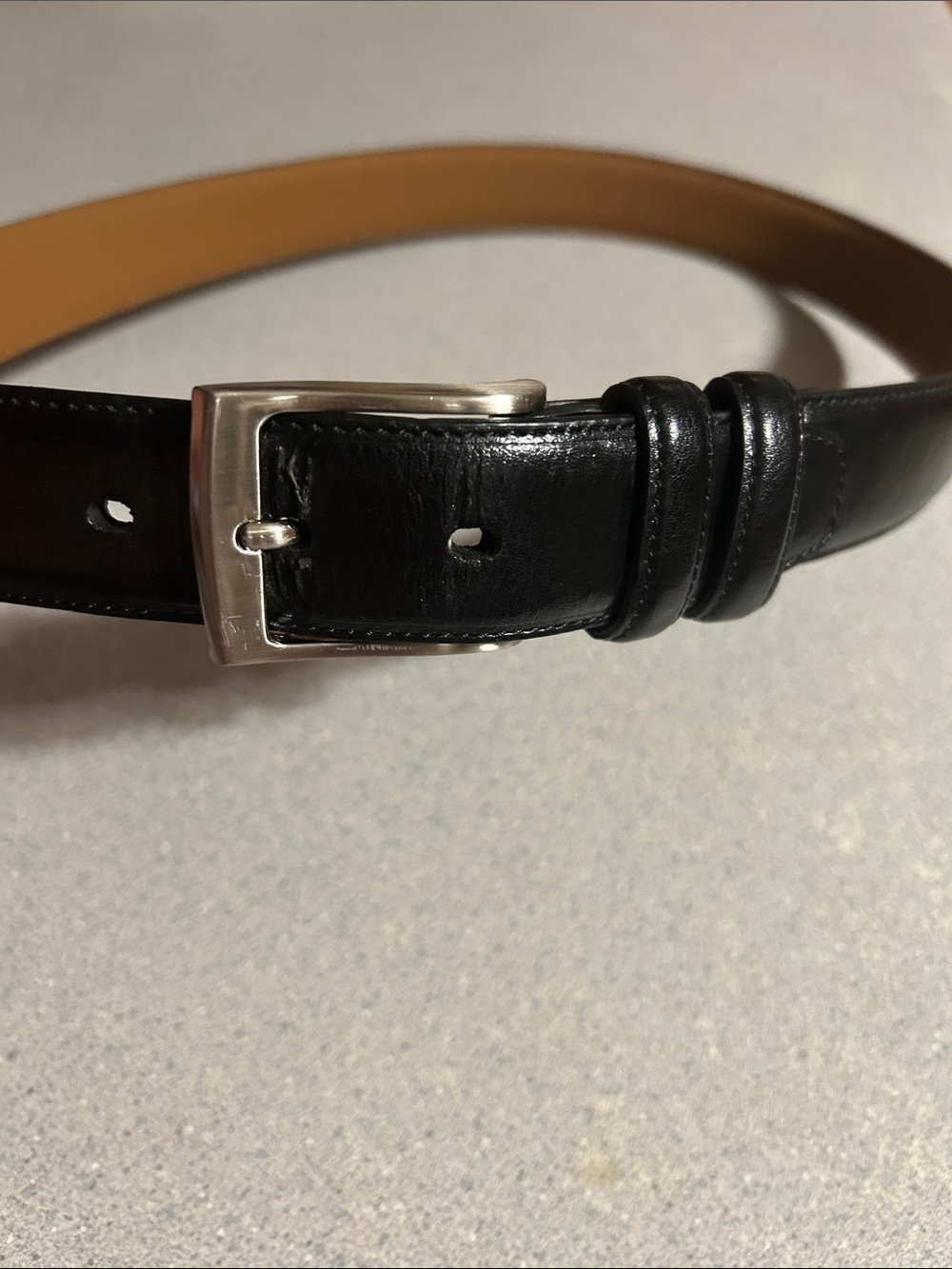 32/30 Coated Black Leather Belted